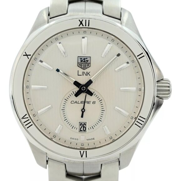 Tag Heuer 42mm Men's Automatic Link Silver Pinstripe Dial Cal.6 Watch! WAT2113! - Picture 1 of 11